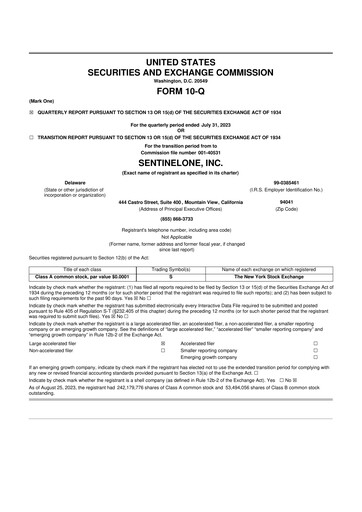 Miniature SentinelOne 10-Q Rapport trimestriel 2024 