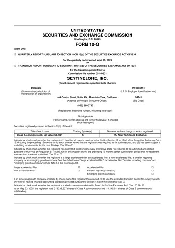 Miniature SentinelOne 10-Q Rapport trimestriel 2026 