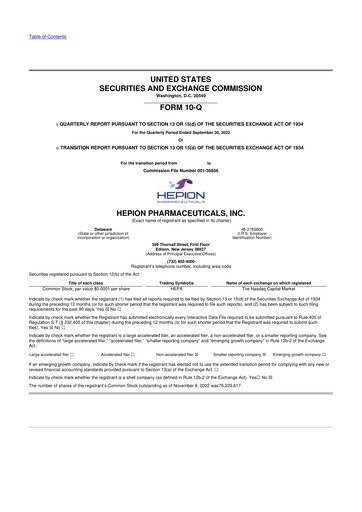 Thumbnail Hepion Pharmaceuticals 10-Q Quarterly Report FY2022 