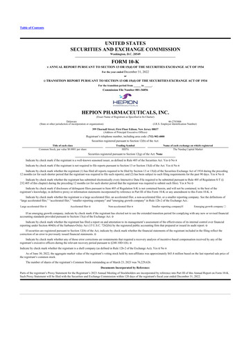 Thumbnail Hepion Pharmaceuticals 10-K Annual Report 2022