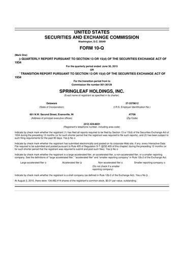 Thumbnail OneMain Financial
 10-Q Quarterly Report FY2015 
