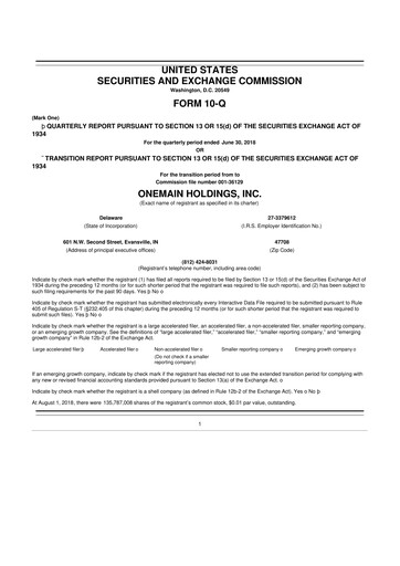 Thumbnail OneMain Financial
 10-Q Quarterly Report FY2018 