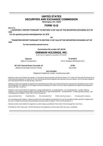 Thumbnail OneMain Financial
 10-Q Quarterly Report FY2018 