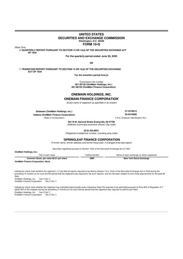 Thumbnail OneMain Financial
 10-Q Quarterly Report FY 
