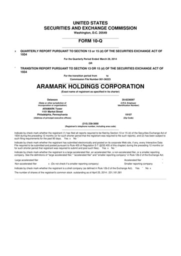 Thumbnail Aramark 10-Q Quarterly Report FY2014 