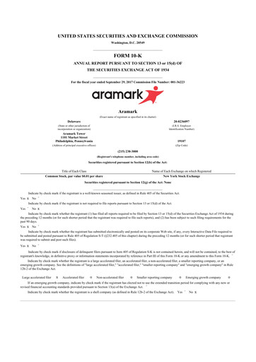 Thumbnail Aramark 10-K Annual Report 2017