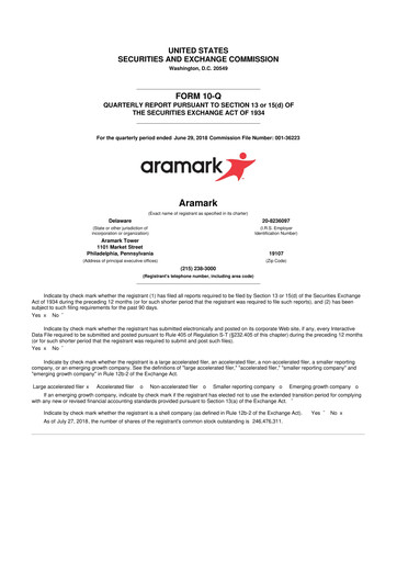 Thumbnail Aramark 10-Q Quarterly Report FY2018 