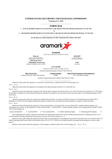 Thumbnail Aramark 10-K Annual Report 2022