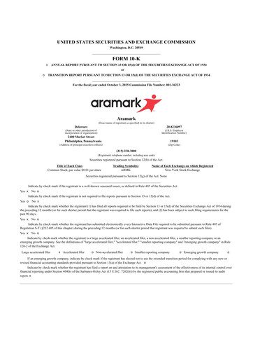 Thumbnail Aramark 10-K Annual Report 2025