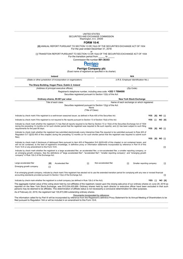 Thumbnail Perrigo 10-K Annual Report 2018