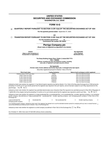 Thumbnail Perrigo 10-Q Quarterly Report FY2025 