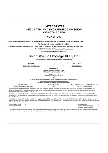 Thumbnail SmartStop Self Storage REIT 10-Q Quarterly Report FY 