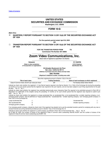 Vorschaubild Zoom 10-Q Quartalsbericht 2021 