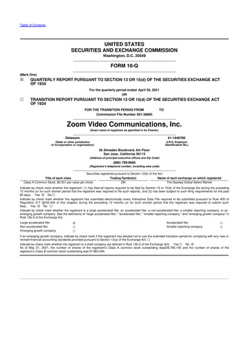 Vorschaubild Zoom 10-Q Quartalsbericht 2022 