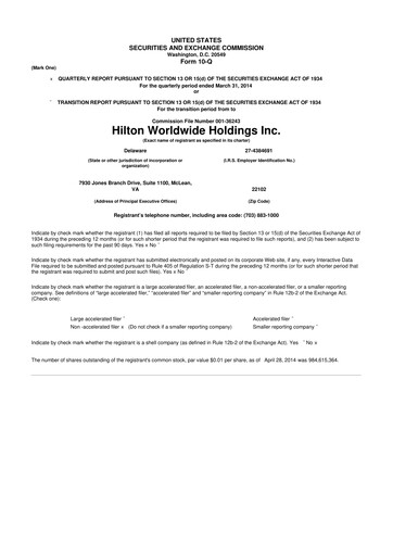 Thumbnail Hilton Worldwide 10-Q Quarterly Report FY2014 