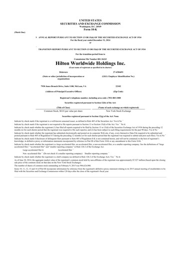 Thumbnail Hilton Worldwide 10-K Annual Report 2014