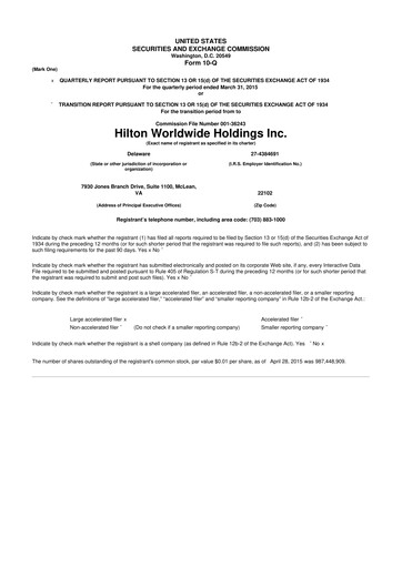 Thumbnail Hilton Worldwide 10-Q Quarterly Report FY2015 