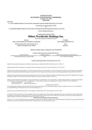 Thumbnail Hilton Worldwide 10-K Annual Report 2019