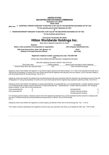 Thumbnail Hilton Worldwide 10-Q Quarterly Report FY2021 