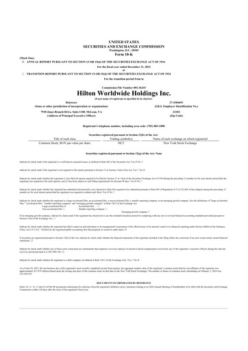 Thumbnail Hilton Worldwide 10-K Annual Report 2023