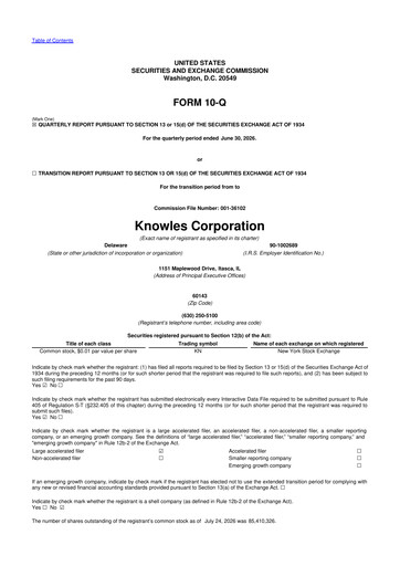 Vorschaubild Knowles
 10-Q Quartalsbericht 2026 