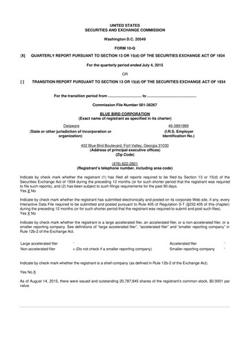 Thumbnail Blue Bird Corporation
 10-Q Quarterly Report FY2015 