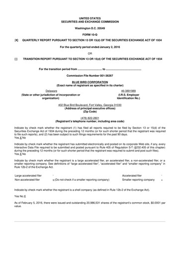 Thumbnail Blue Bird Corporation
 10-Q Quarterly Report FY2016 