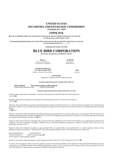 Thumbnail Blue Bird Corporation
 10-K Annual Report 2016