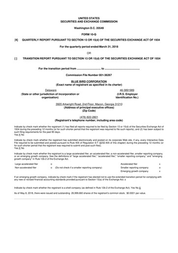 Thumbnail Blue Bird Corporation
 10-Q Quarterly Report FY2018 