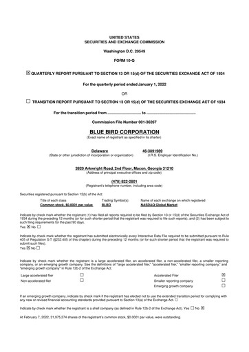 Thumbnail Blue Bird Corporation
 10-Q Quarterly Report FY2022 