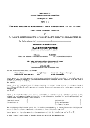 Thumbnail Blue Bird Corporation
 10-Q Quarterly Report FY2025 
