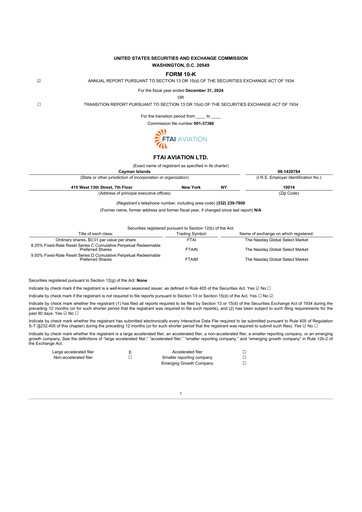 Thumbnail FTAI Aviation 10-K Annual Report 2024