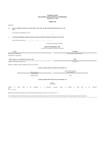 Thumbnail Focus Universal 10-K Annual Report 2014