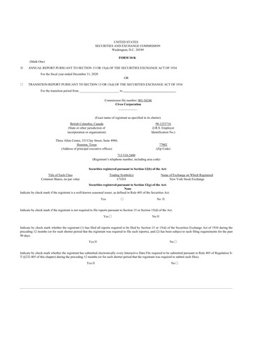 Thumbnail Civeo 10-K Annual Report 2020