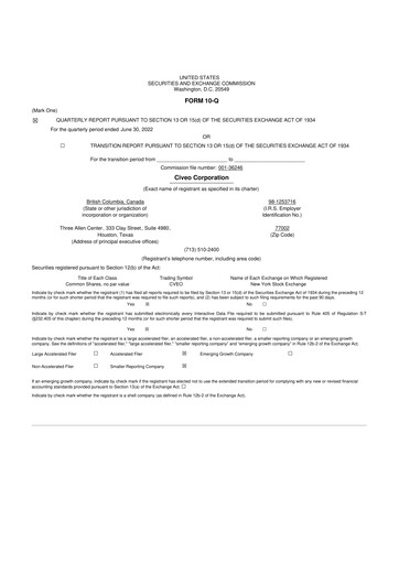Thumbnail Civeo 10-Q Quarterly Report FY2022 