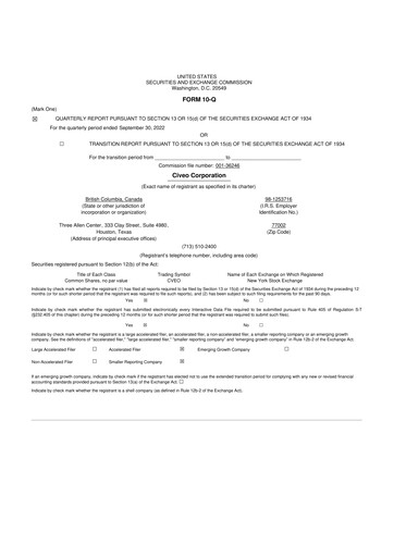 Thumbnail Civeo 10-Q Quarterly Report FY2022 