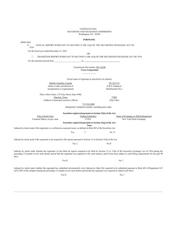 Thumbnail Civeo 10-K Annual Report 2022