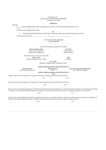 Thumbnail Civeo 10-K Annual Report 2024