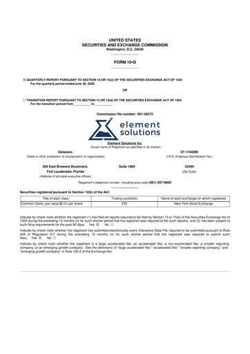 Thumbnail Element Solutions 10-Q Quarterly Report FY 