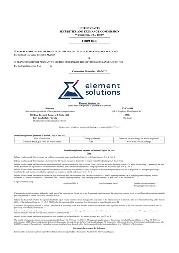 Thumbnail Element Solutions 10-K Annual Report 2023