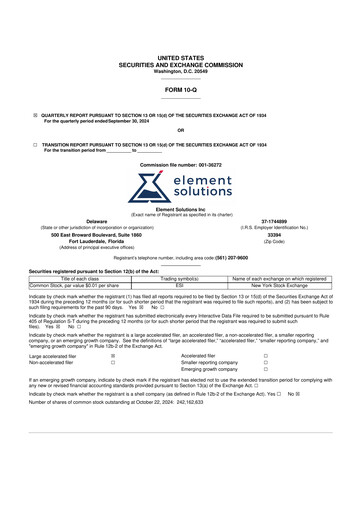 Thumbnail Element Solutions 10-Q Quarterly Report FY2024 