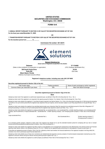 Thumbnail Element Solutions 10-K Annual Report 2025