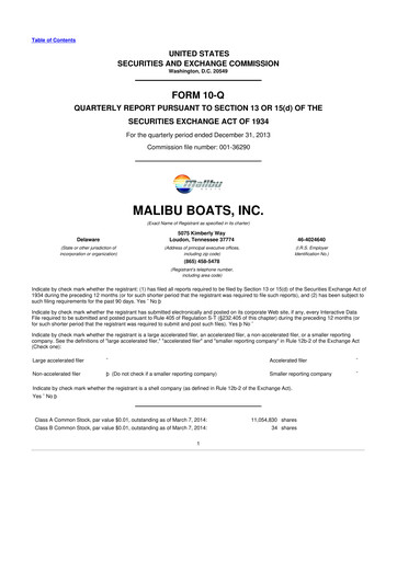 Miniature Malibu Boats 10-Q Rapport trimestriel 2014 
