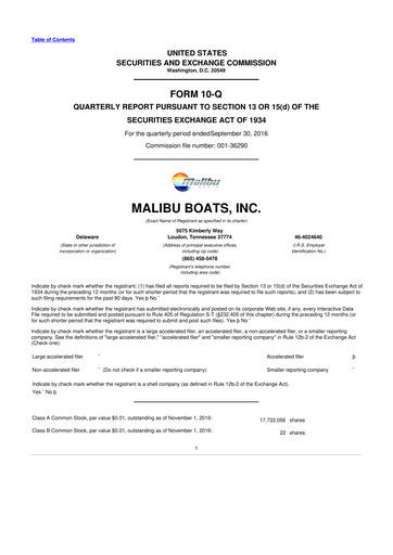 Miniature Malibu Boats 10-Q Rapport trimestriel 2017 