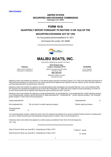 Miniature Malibu Boats 10-Q Rapport trimestriel 2017 