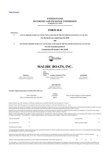 Thumbnail Malibu Boats 10-K Annual Report 2020