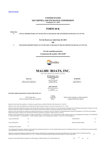 Thumbnail Malibu Boats 10-K Annual Report 2022