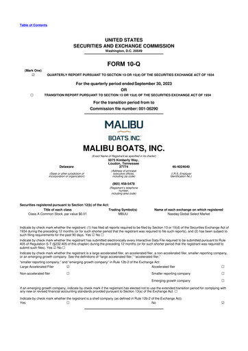 Miniature Malibu Boats 10-Q Rapport trimestriel 2024 