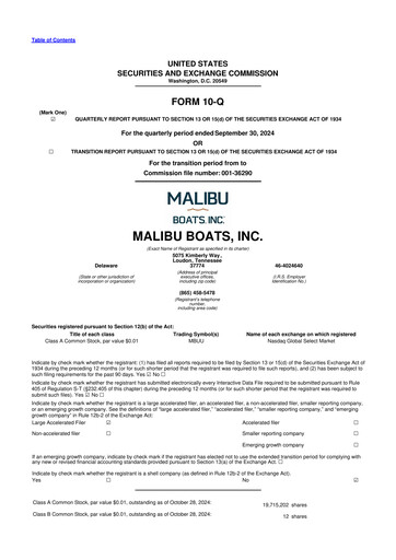 Miniature Malibu Boats 10-Q Rapport trimestriel 2025 