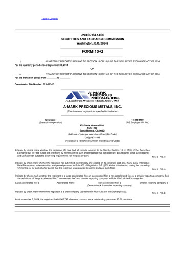 Thumbnail A-Mark Precious Metals 10-Q Quarterly Report FY2015 